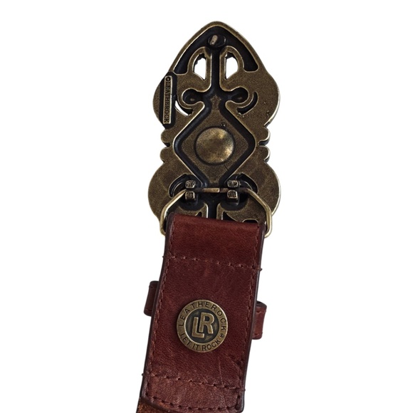 Leatherock Brown Leather Belt Embellished Eye-Shaped Buckle main image 4